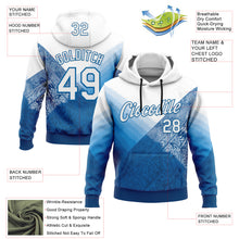 Load image into Gallery viewer, Custom Stitched White Blue 3D Pattern Design Argentine Inspired Geometric Tribal Sports Wear Pullover Sweatshirt Hoodie
