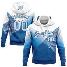 Load image into Gallery viewer, Custom Stitched White Blue 3D Pattern Design Argentine Inspired Geometric Tribal Sports Wear Pullover Sweatshirt Hoodie
