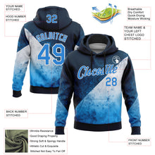 Load image into Gallery viewer, Custom Stitched Blue Powder Blue-White 3D Pattern Design Argentine Inspired Geometric Tribal Watercolor Sports Wear Pullover Sweatshirt Hoodie
