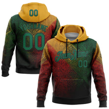 Load image into Gallery viewer, Custom Stitched Yellow Kelly Green Red-Black 3D Pattern Design Brazil Mexico Inspired Geometric Tribal Sports Wear Pullover Sweatshirt Hoodie
