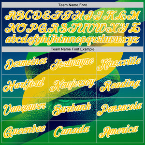 Custom Stitched Green Yellow Blue-White 3D Pattern Design Brazil Inspired Geometric Shape Sports Wear Pullover Sweatshirt Hoodie