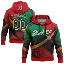 Load image into Gallery viewer, Custom Stitched Red Green-White 3D Pattern Design Mexico Geometric Tribal Sports Wear Pullover Sweatshirt Hoodie
