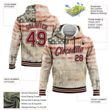 Load image into Gallery viewer, Custom Stitched City Cream Crimson-Black 3D American Flag Retro Distressed Grunge Sports Pullover Sweatshirt Hoodie

