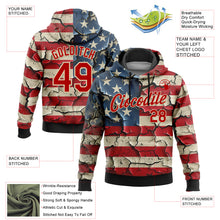 Load image into Gallery viewer, Custom Stitched Red City Cream 3D American Flag Retro Distressed Grunge Sports Pullover Sweatshirt Hoodie

