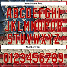 Load image into Gallery viewer, Custom Stitched Red City Cream 3D American Flag Retro Distressed Grunge Sports Pullover Sweatshirt Hoodie
