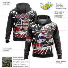Load image into Gallery viewer, Custom Stitched Black Vintage USA Flag Crimson-White 3D American Flag Retro Distressed Eagle Grunge Sports Pullover Sweatshirt Hoodie
