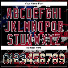 Load image into Gallery viewer, Custom Stitched Black Vintage USA Flag Crimson-White 3D American Flag Retro Distressed Eagle Grunge Sports Pullover Sweatshirt Hoodie
