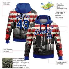 Load image into Gallery viewer, Custom Stitched City Cream Royal Red-White 3D American Flag Retro Distressed Grunge Sports Pullover Sweatshirt Hoodie
