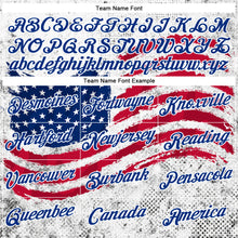 Load image into Gallery viewer, Custom Stitched White Royal-Red 3D American Flag Retro Distressed Grunge Sports Pullover Sweatshirt Hoodie
