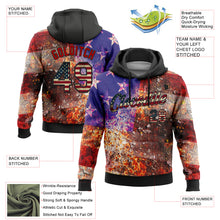 Load image into Gallery viewer, Custom Stitched Black Vintage USA Flag-Red 3D American Flag Retro Distressed Rusty Grunge Sports Pullover Sweatshirt Hoodie
