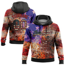 Load image into Gallery viewer, Custom Stitched Black Vintage USA Flag-Red 3D American Flag Retro Distressed Rusty Grunge Sports Pullover Sweatshirt Hoodie
