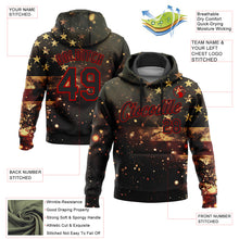 Load image into Gallery viewer, Custom Stitched Black Red 3D American Flag Retro Distressed Sparkle Grunge Sports Pullover Sweatshirt Hoodie
