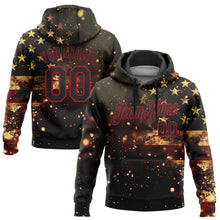 Load image into Gallery viewer, Custom Stitched Black Red 3D American Flag Retro Distressed Sparkle Grunge Sports Pullover Sweatshirt Hoodie
