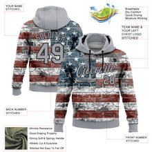 Charger l&#39;image dans la galerie, Custom Stitched Gray Red Blue-Black 3D American Flag Retro Distressed Grunge Sports Pullover Sweatshirt Hoodie
