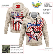 Charger l&#39;image dans la galerie, Custom Stitched Cream Red Royal-White 3D American Flag Retro Distressed Grunge Sports Pullover Sweatshirt Hoodie
