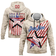 Charger l&#39;image dans la galerie, Custom Stitched Cream Red Royal-White 3D American Flag Retro Distressed Grunge Sports Pullover Sweatshirt Hoodie
