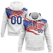 Laden Sie das Bild in den Galerie-Viewer, Custom Stitched White Royal-Red 3D American Flag Retro Distressed Grunge Sports Pullover Sweatshirt Hoodie
