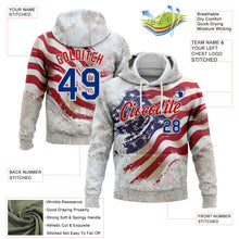 Charger l&#39;image dans la galerie, Custom Stitched White Royal-Red 3D American Flag Retro Distressed Grunge Sports Pullover Sweatshirt Hoodie
