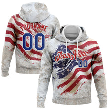 Charger l&#39;image dans la galerie, Custom Stitched White Royal-Red 3D American Flag Retro Distressed Grunge Sports Pullover Sweatshirt Hoodie
