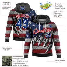 Load image into Gallery viewer, Custom Stitched Black Royal Red-White 3D American Flag Retro Distressed Grunge Sports Pullover Sweatshirt Hoodie
