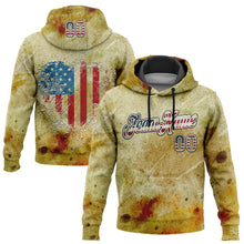 Laden Sie das Bild in den Galerie-Viewer, Custom Stitched Yellow Vintage USA Flag Black-White 3D American Flag Heart Retro Distressed Grunge Sports Pullover Sweatshirt Hoodie
