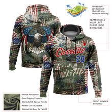Charger l&#39;image dans la galerie, Custom Stitched Black Royal Red-White 3D American Flag Retro Distressed Grunge Sports Pullover Sweatshirt Hoodie
