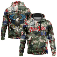 Charger l&#39;image dans la galerie, Custom Stitched Black Royal Red-White 3D American Flag Retro Distressed Grunge Sports Pullover Sweatshirt Hoodie
