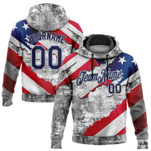 Charger l&#39;image dans la galerie, Custom Stitched Gray Navy Red-Silver 3D American Flag Retro Distressed Grunge Sports Pullover Sweatshirt Hoodie
