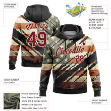 Charger l&#39;image dans la galerie, Custom Stitched Black Crimson-City Cream 3D American Flag Retro Distressed Grunge Sports Pullover Sweatshirt Hoodie
