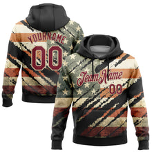 Charger l&#39;image dans la galerie, Custom Stitched Black Crimson-City Cream 3D American Flag Retro Distressed Grunge Sports Pullover Sweatshirt Hoodie
