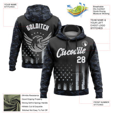 Load image into Gallery viewer, Custom Stitched Black White Camo-Gray 3D American Flag Retro Distressed Eagle Grunge Sports Pullover Sweatshirt Hoodie
