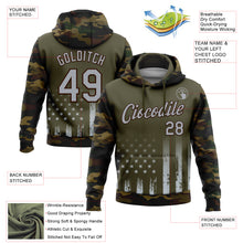 Charger l&#39;image dans la galerie, Custom Stitched Olive Gray Camo-Brown 3D American Flag Retro Distressed Grunge Salute To Service Sports Pullover Sweatshirt Hoodie
