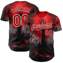Load image into Gallery viewer, Custom Red Black-White 3D Halloween Spooky Horror Zombies Authentic Baseball Jersey
