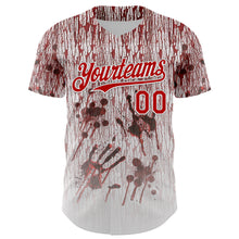 Load image into Gallery viewer, Custom White Red-Black 3D Halloween Creepy Blood Horror Authentic Baseball Jersey
