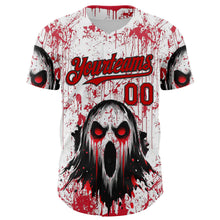 Load image into Gallery viewer, Custom White Red-Black 3D Halloween Creepy Blood Horror Authentic Baseball Jersey
