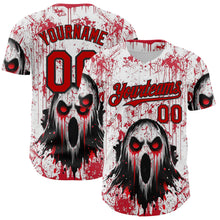 Load image into Gallery viewer, Custom White Red-Black 3D Halloween Creepy Blood Horror Authentic Baseball Jersey
