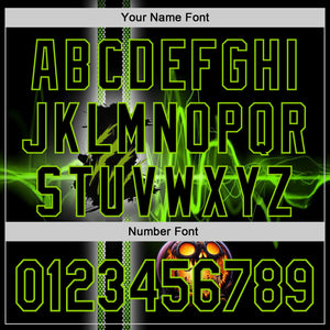 Custom Black Neon Green 3D Halloween Spooky Pumpkin Scratch Authentic Baseball Jersey