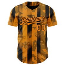 Load image into Gallery viewer, Custom Orange Bay Orange-Black 3D Halloween Spooky Pumpkin Stripe Authentic Baseball Jersey
