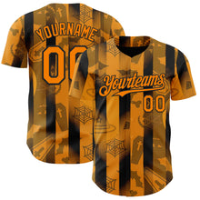Load image into Gallery viewer, Custom Orange Bay Orange-Black 3D Halloween Spooky Pumpkin Stripe Authentic Baseball Jersey

