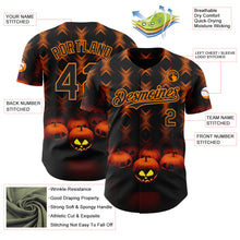 Load image into Gallery viewer, Custom Black Bay Orange 3D Halloween Spooky Pumpkin Stripe Authentic Baseball Jersey
