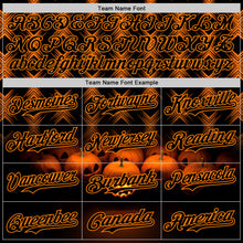 Load image into Gallery viewer, Custom Black Bay Orange 3D Halloween Spooky Pumpkin Stripe Authentic Baseball Jersey
