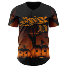 Load image into Gallery viewer, Custom Black Bay Orange 3D Halloween Spooky Pumpkin Authentic Baseball Jersey
