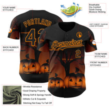 Load image into Gallery viewer, Custom Black Bay Orange 3D Halloween Spooky Pumpkin Authentic Baseball Jersey
