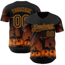 Load image into Gallery viewer, Custom Black Bay Orange 3D Halloween Spooky Pumpkin Authentic Baseball Jersey

