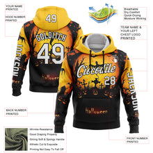 Charger l&#39;image dans la galerie, Custom Yellow White-Black 3D Halloween Bat Spooky Sports Pullover Sweatshirt Hoodie
