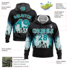 Load image into Gallery viewer, Custom Black Teal-White 3D Halloween Zombies Spooky Sports Pullover Sweatshirt Hoodie
