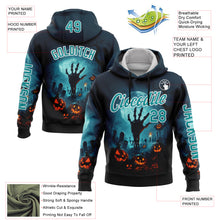 Charger l&#39;image dans la galerie, Custom Blue Teal-White 3D Halloween Zombies Spooky Sports Pullover Sweatshirt Hoodie
