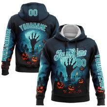 Charger l&#39;image dans la galerie, Custom Blue Teal-White 3D Halloween Zombies Spooky Sports Pullover Sweatshirt Hoodie
