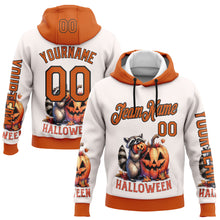 Laden Sie das Bild in den Galerie-Viewer, Custom White Orange-Black 3D Halloween Pumpkin Spooky Sports Pullover Sweatshirt Hoodie
