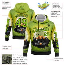 Load image into Gallery viewer, Custom Green Neon Green-Black 3D Halloween Pumpkin Spooky Sports Pullover Sweatshirt Hoodie

